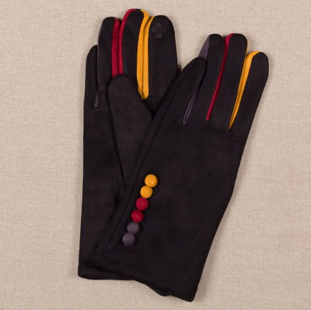 Promoții Accesorii & Bijuterii - Manusi dama  negre clasice cu nasturi colorati