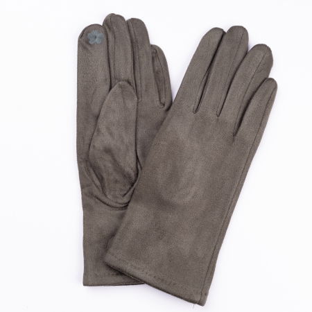 Mănuși - Manusi dama kaki din material textil catifelatat