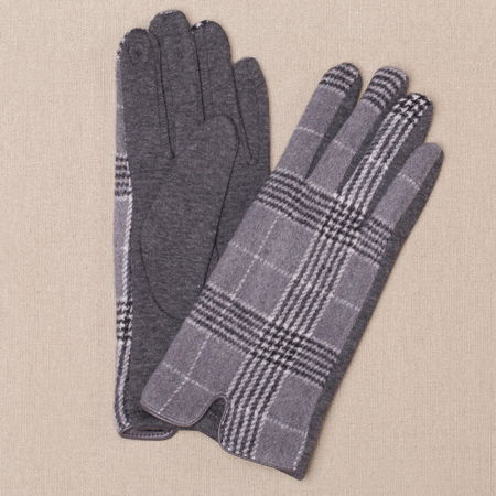 Mănuși - Manusi dama,  textil cu fata ecosez predominant gri