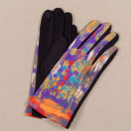 Mănuși - Manusi dama, textil cu imprimeu inspirat din pictura moderna