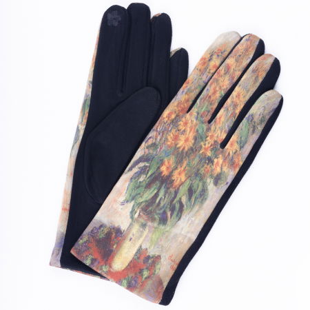 Manusi dama, textil cu imprimeu inspirat dintr-o pictura cu floarea soarelui [1]