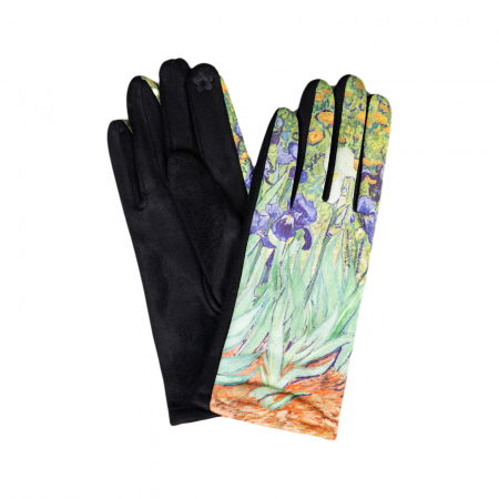PROMOȚII - Manusi dama, textil cu imprimeu inspirat dupa  " Irisi'' - de Van Gogh