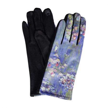 Manusi dama, textil cu imprimeu inspirat dupa " Nuferii" de Claude Monet Mănuși - Manusi dama, textil cu imprimeu inspirat dupa " Nuferii" de Claude Monet