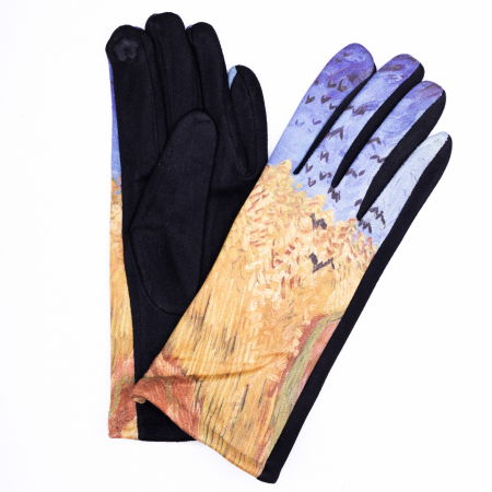 PROMOȚII - Manusi dama, textil imprimate cu reproducere dupa o pictura cu lanuri de griu