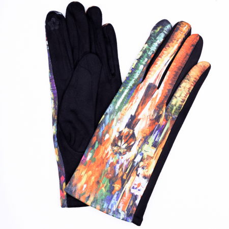 PROMOȚII - Manusi dama, textil imprimate cu reproducere dupa  pictura " Fata cu umbrela"