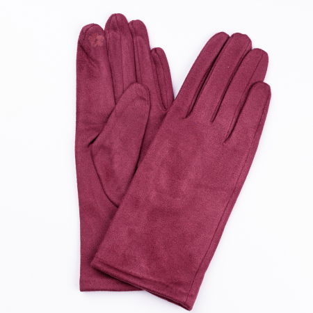 Mănuși - Manusi dama bordo din material textil catifelat