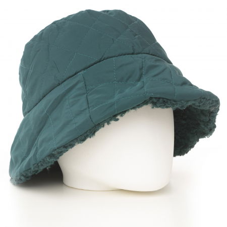 ACCESORII DAMĂ - Palarie clos reversibila cu o fata blanita si o fata aspect matlasat, turcoaz inchis