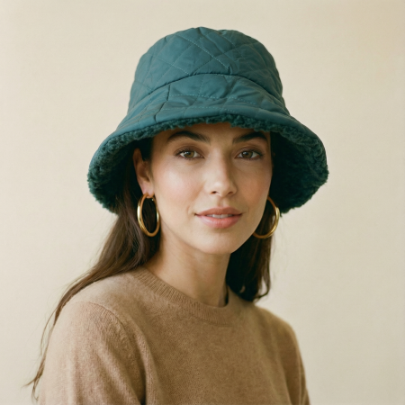 Pălarii de Iarnă - Palarie clos reversibila cu o fata blanita si o fata aspect matlasat, turcoaz inchis