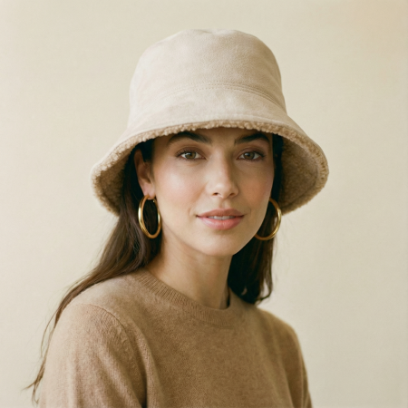 Pălarii de Iarnă - Palarie clos reversibila cu o fata blanita si o fata catifelata, bej deschis