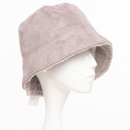 Pălarii de Iarnă - Palarie clos reversibila cu o fata blanita si o fata catifelata, gri deschis