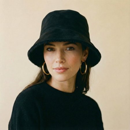 Pălarii de Iarnă - Palarie clos reversibila cu o fata blanita si o fata catifelata, neagra