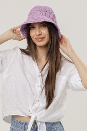 Pălarii - Palarie flexibila de paie impletita cu bor mic , lila