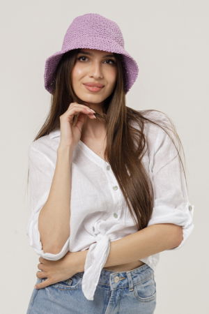 Palarie flexibila de paie impletita cu bor mic , lila [1]