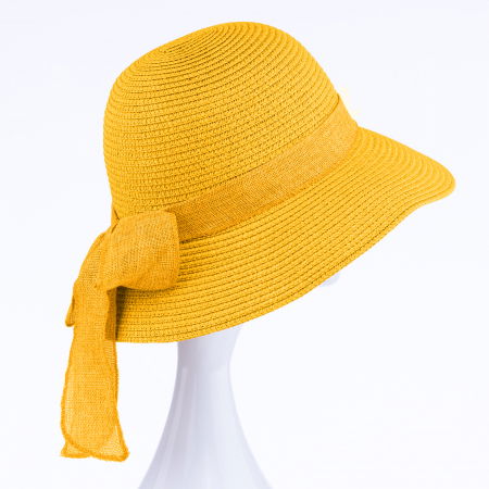 Pălarii - Palarie de paie impletita cu decoratiune funda, galbena