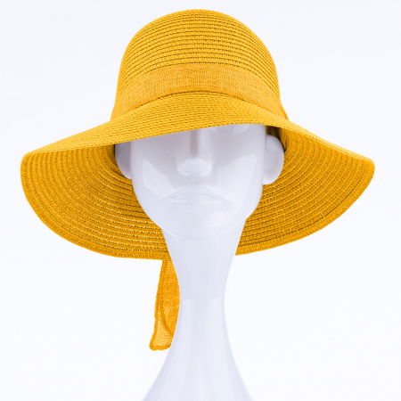 Palarie de paie impletita cu decoratiune funda, galbena [1]