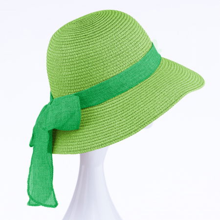 Pălarii - Palarie de paie impletita cu decoratiune funda, verde