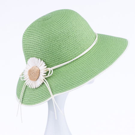 Pălarii - Palarie de paie impletita cu decoratiune margareta, verde