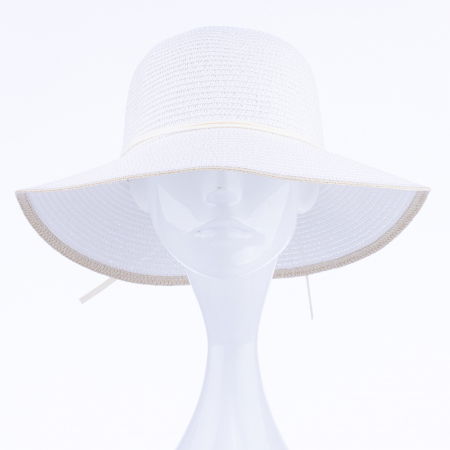 Palarie de paie impletita cu decoratiune margareta, alba [1]