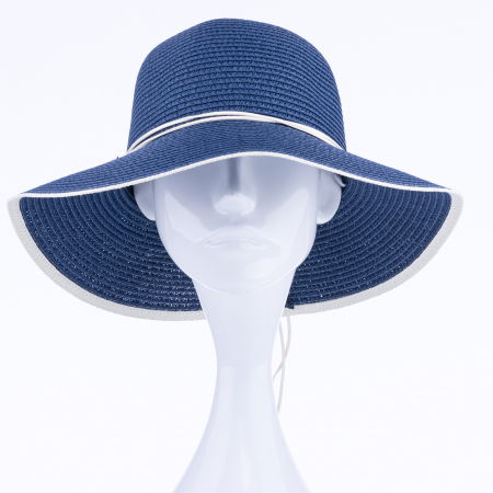 Palarie de paie impletita cu decoratiune margareta, bleumarin [1]