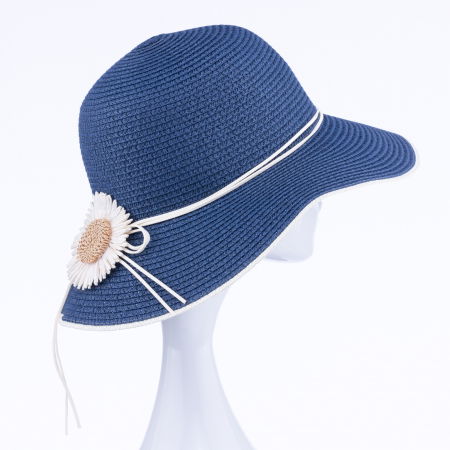 Pălarii - Palarie de paie impletita cu decoratiune margareta, bleumarin