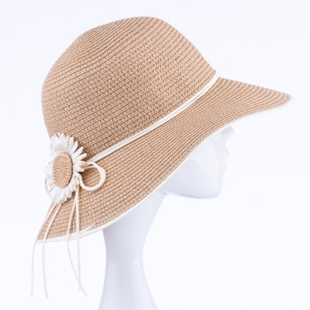 Pălarii - Palarie de paie impletita cu decoratiune margareta, camel