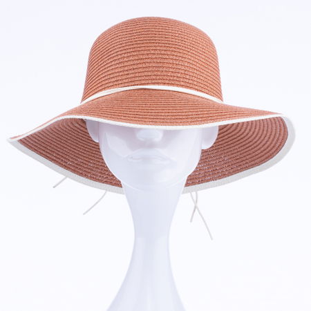 Palarie de paie impletita cu decoratiune margareta, caramiziu deschis [1]