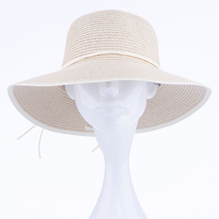 Palarie de paie impletita cu decoratiune margareta, bej [1]