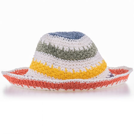 Palarie de paie impletita cu dungi multicolore pe fond alb [1]