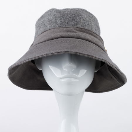 Pălarii - Palarie flexibila de lana si stofa cu bor mic si funda la spate, gri