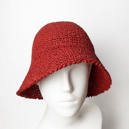 Palarie flexibila de paie impletita cu bor mic , rosu inchis [3]