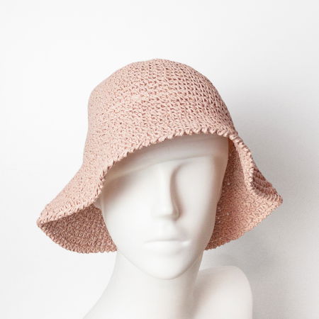 Palarie flexibila de paie impletita cu bor mic, roz pal [1]