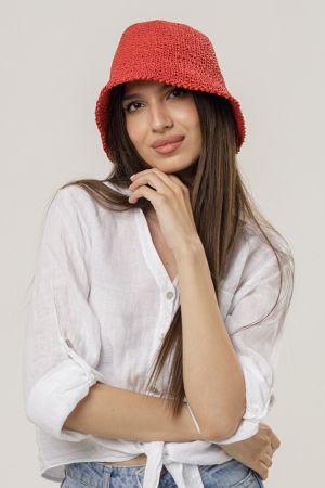 Palarie flexibila de paie impletita cu bor mic , rosu inchis [2]