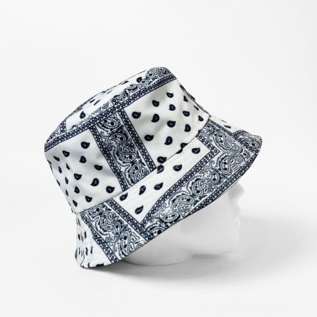Palarie unisex cu doua fete,  paisley alb si negru [1]