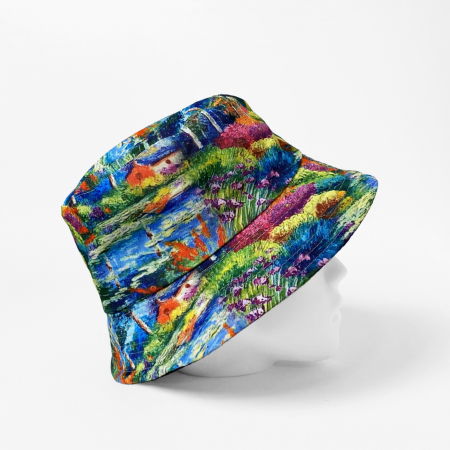 Palarie unisex cu doua fete cu reproducere dupa un peisaj campenesc cu gradini inflorite [1]