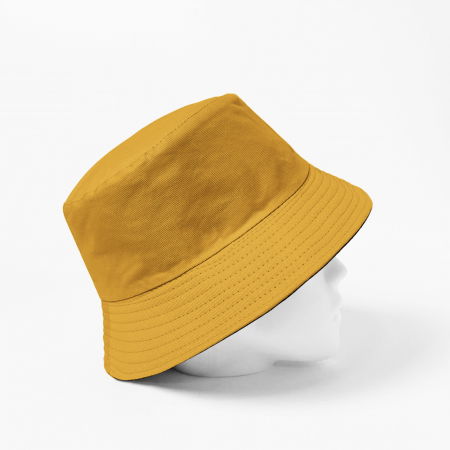 Palarie unisex cu doua fete, mustar si negru, din bumbac [1]