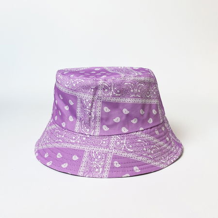 PLAJĂ SI VACANȚĂ - Palarie unisex cu doua fete,  paisley lila si negru