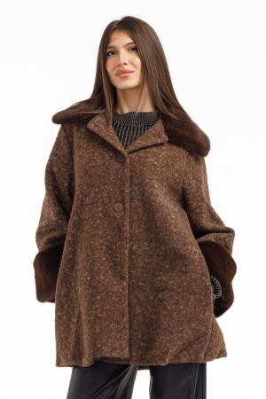 Geci Groase & Paltoane - Palton dama maro cu lana, elegant, cu blanita – palton midi captusit