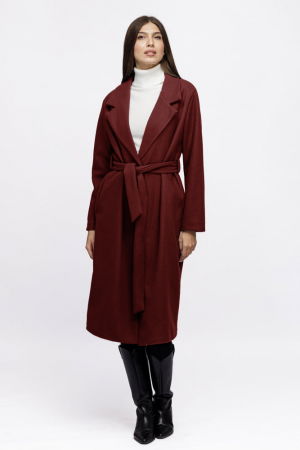 Geci Groase & Paltoane - Palton lung, clasic, cu revere, din stofa bordo