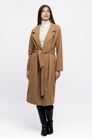 Geci & Jachete & Blazere - Palton lung, clasic, cu revere, din stofa camel