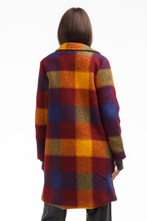 Palton dama carouri colorate cu lana – palton captusit elegant, galben, rosu, bordo si albastru [2]