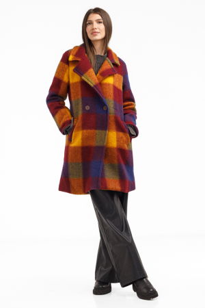 Palton dama carouri colorate cu lana – palton captusit elegant, galben, rosu, bordo si albastru [3]