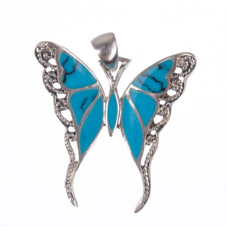 Pandant fluturas din argint 925 cu aripi albastre din paua shell [2]
