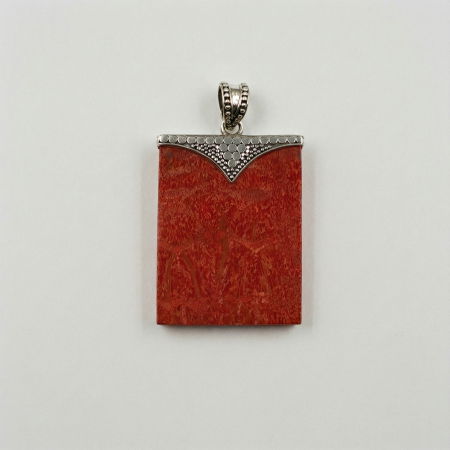 Pandantive din Argint - Pandantiv statement din argint 925, cu coral natural