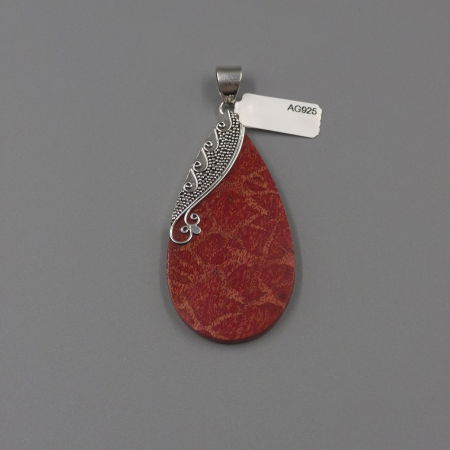 Pandantiv statement din argint 925, cu coral natural in forma de lacrima [2]