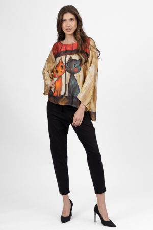 Pantaloni casual - Pantaloni pana negri din jerseu de vascoaza, casual