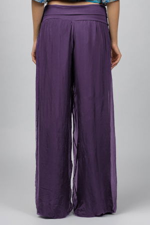 Pantaloni mov inchis din matase si vascoza,, tip salvari [2]