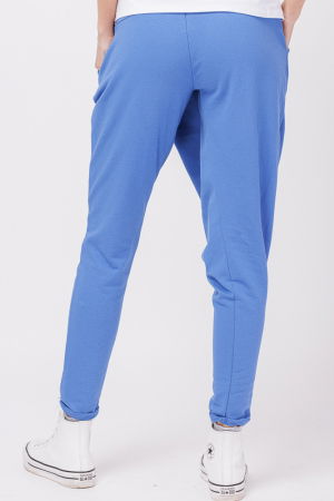 Pantaloni albastru electric petrecuti, din bumbac [2]