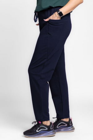 Pantaloni bleumarin casual sport din bumbac cu buzunare laterale [2]