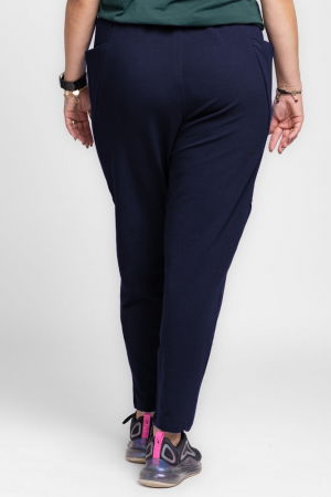 Pantaloni bleumarin casual sport din bumbac cu buzunare laterale [3]