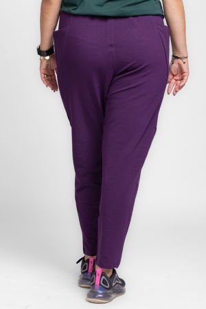 Pantaloni mov casual sport din bumbac cu buzunare laterale [3]